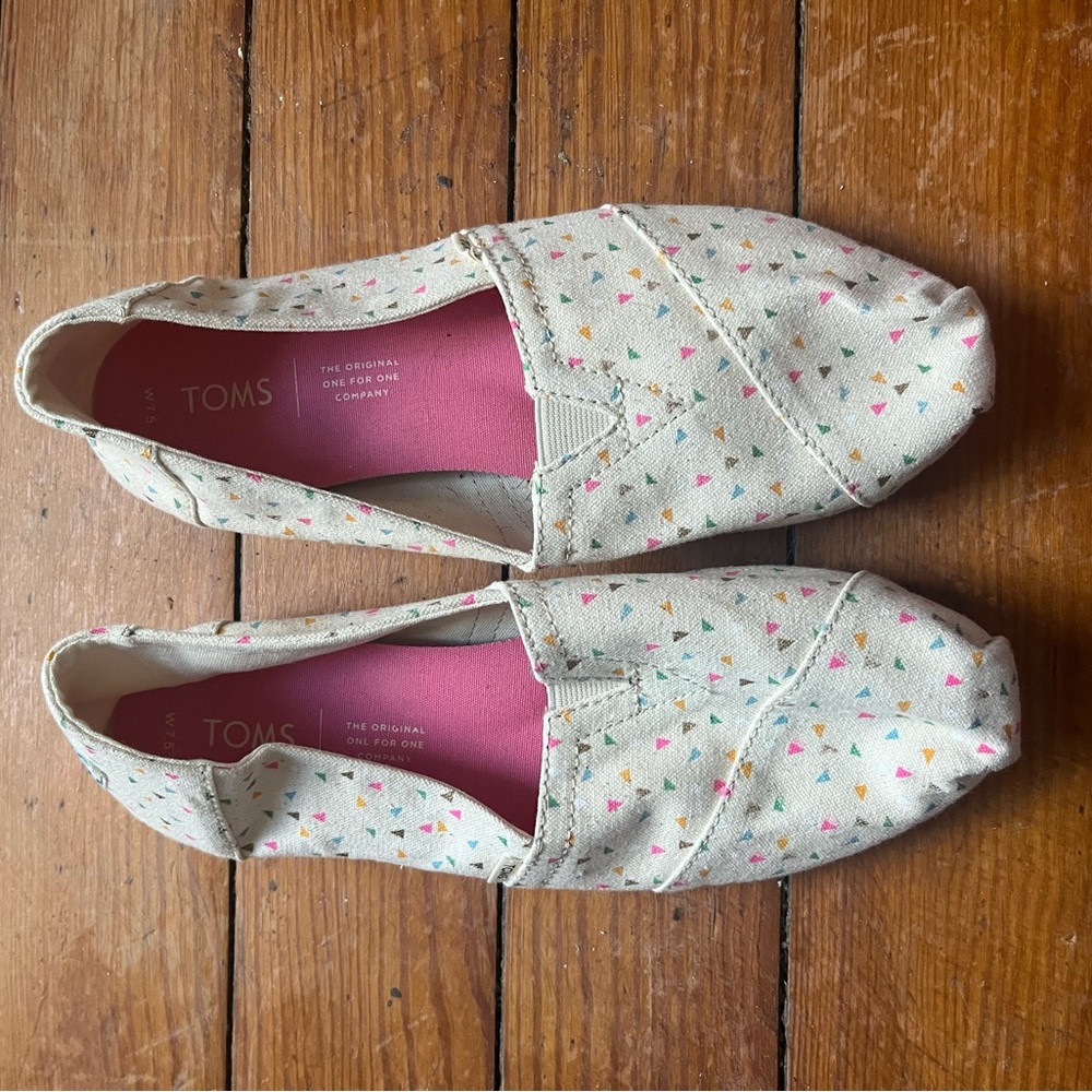 TOMS Women's Cream Flats with Colorful Accents